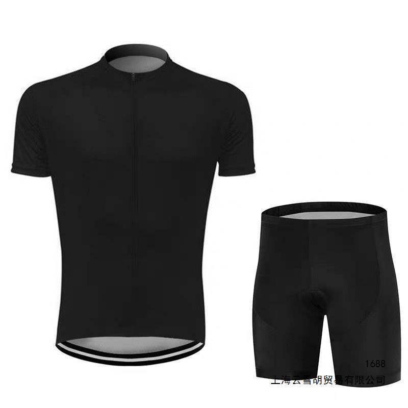 Pure Black Short-Sleeved Mountain Bike Cycling Clothing, Dynamic Cycling Clothing, Mountain Bike Black Cycling Top and Shorts