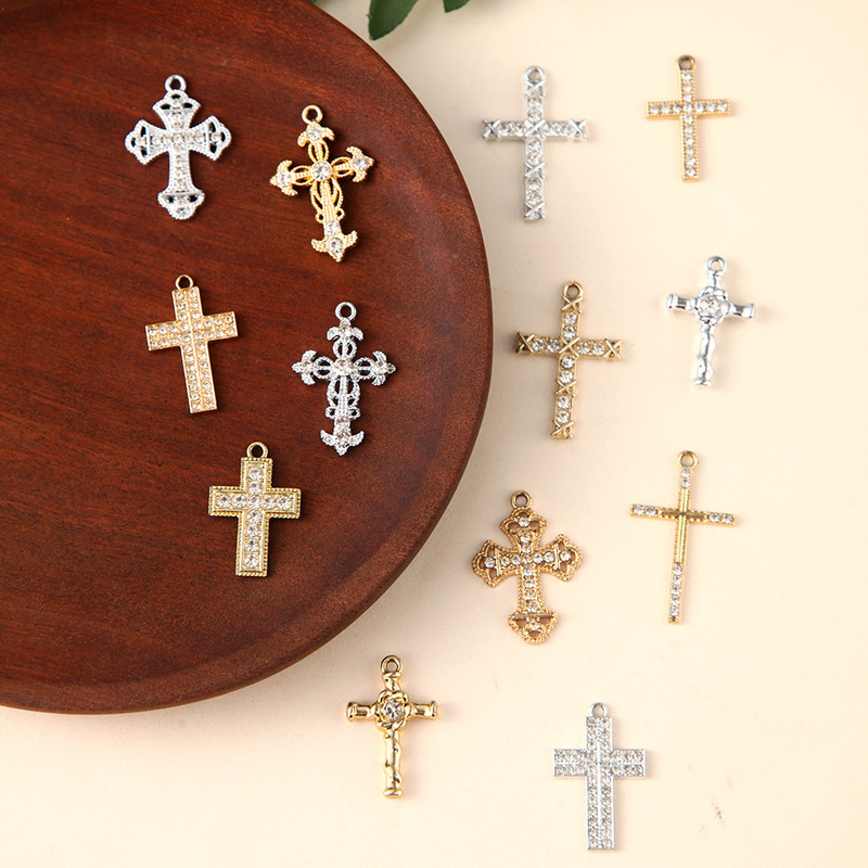 Halloween UL electroplated alloy pendant, full-diamond cross pendant, jewelry accessories, handmade DIY earrings, wholesale Halloween UL electroplated alloy pendant, full-diamond cross pendant, jewelry accessories, handmade DIY earrings, wholesale