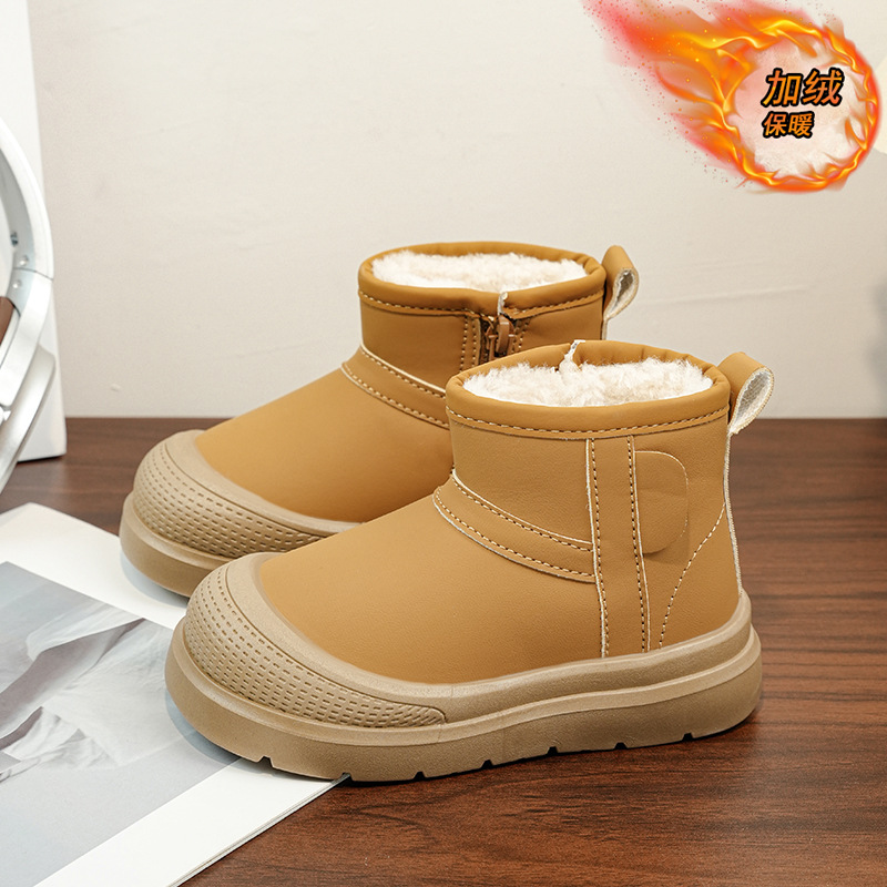 Niños botas de nieve de invierno 2025 nuevas botas de algodón cálidas de lana para niñas botas de algodón impermeables zapatos de algodón para niños