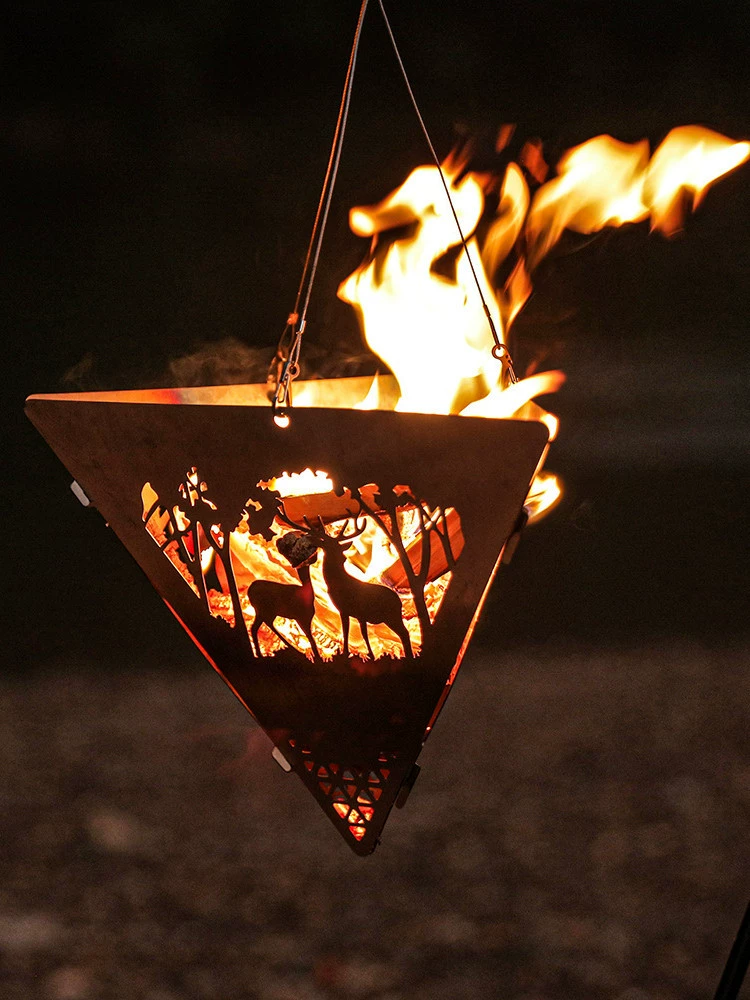 Открытый Треугольник Костер печь вешалка для барбекю портативная нержавеющая сталь кемпинг костер стойка подвесной стол для пикника дрова печь