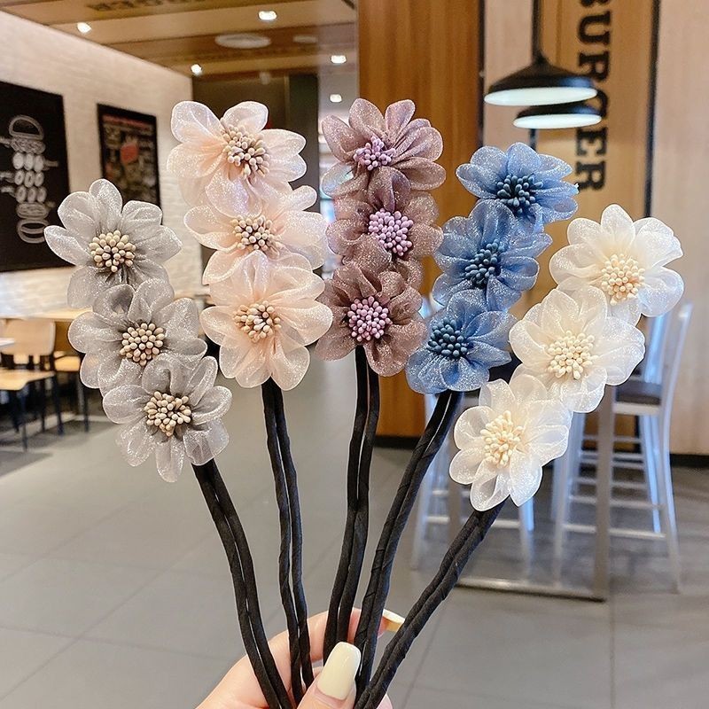 Super Fairy-Like Floral U-Shaped Hair Clip for Girls, Niche Design Hair Accessory, Popular Spring Hair Styling Tool for Girls