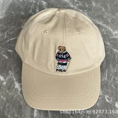 原票ベアー野球帽スポーツ刺繍usa熊鴨舌帽屋外日除け帽百合トレンド帽子ins