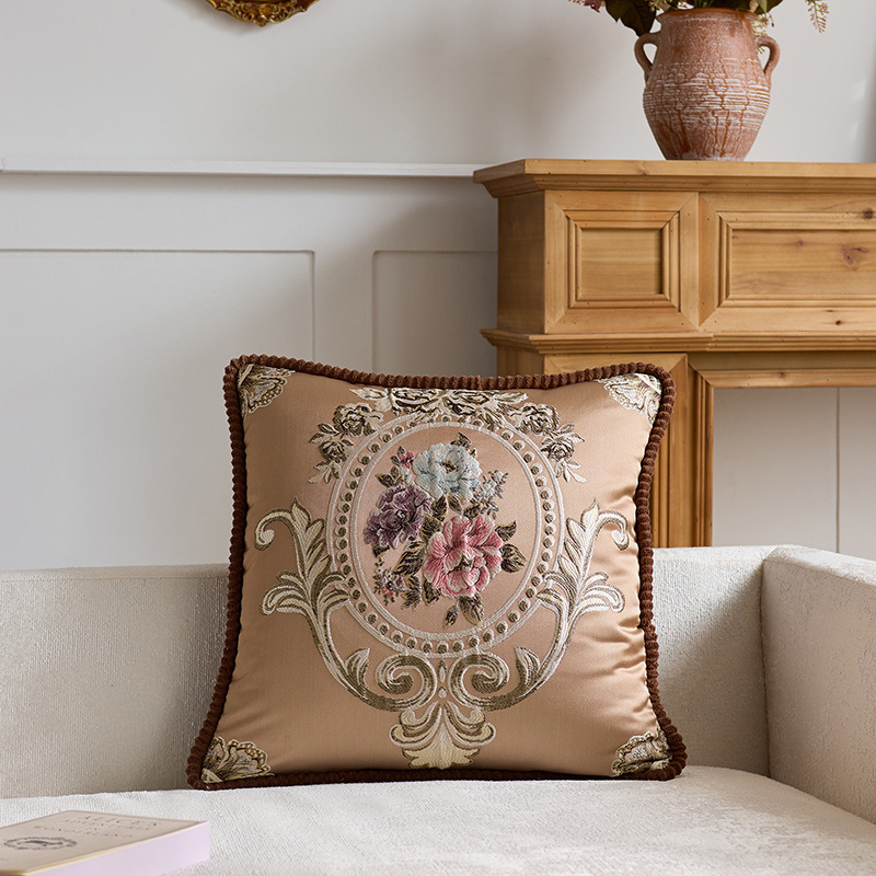 Almohada clásica simple y de alta gama Almohada ligera de lujo Tela antigua Cama Sala de estar Sofá Funda de almohada Cojín con núcleo