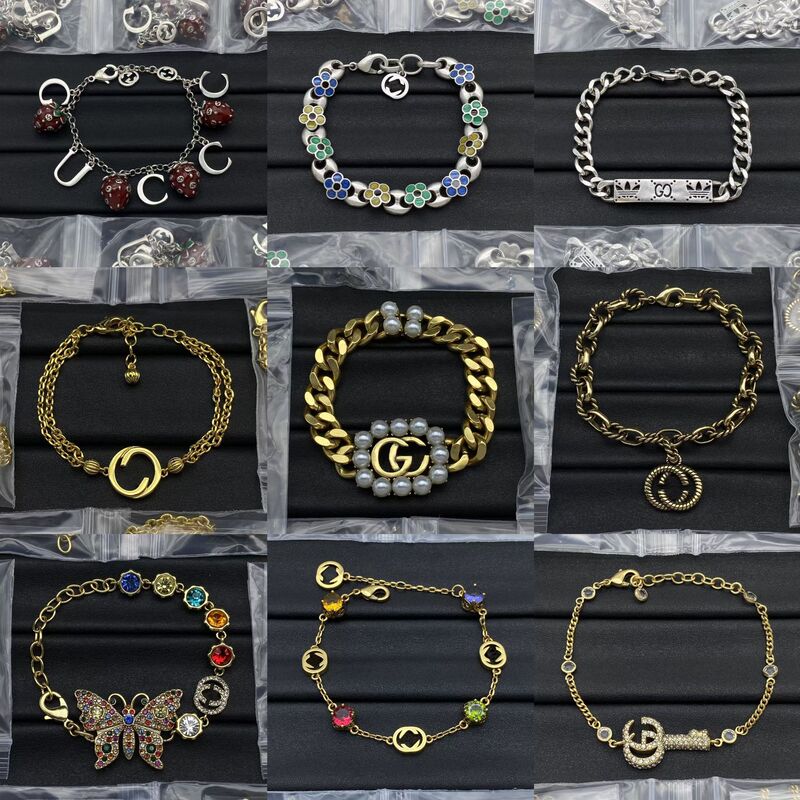 Gujia Gucci Double G High Version Letter Bracelet Retro Classic Pearl Diamond Mix Fashion Factory Outlet