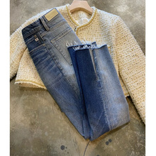 洋气到不行！前后撞色款！土耳其进口！修身小直筒牛仔裤