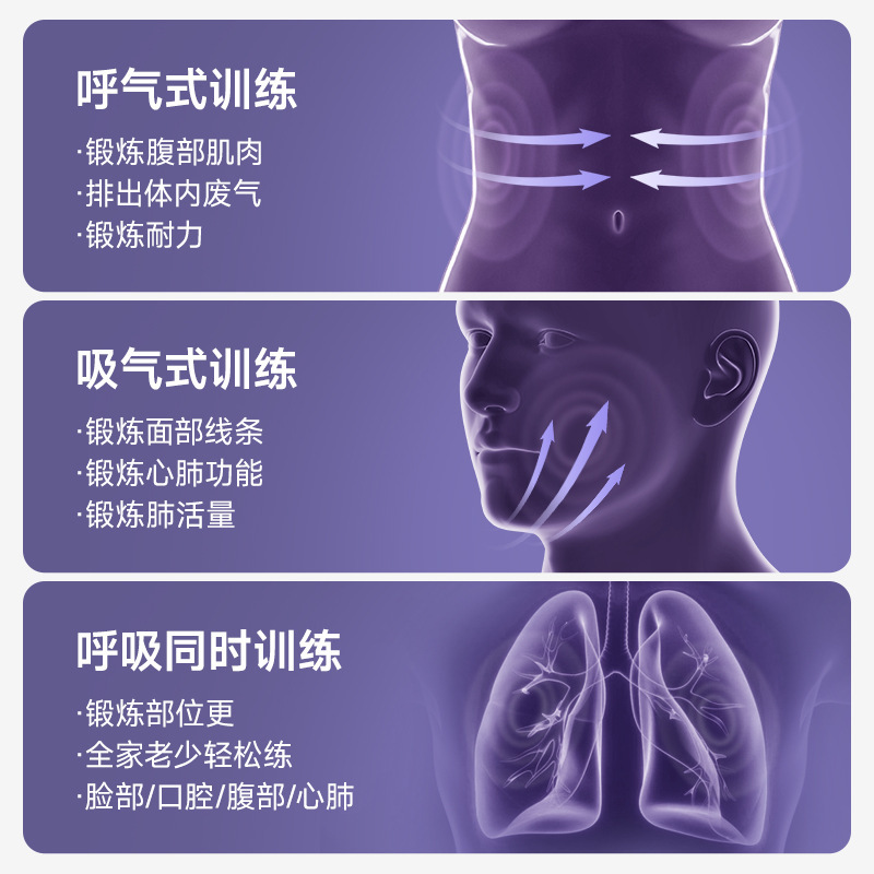跨境爆品呼吸哑铃 腹式呼吸训练器便携肺活量腹肌马甲线健身器材|undefined