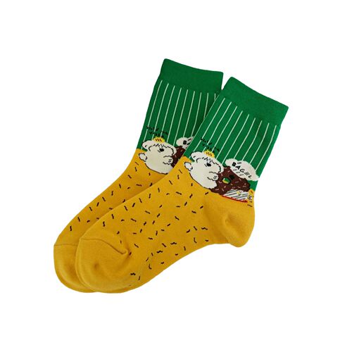 New autumn and winter cartoon creative puppy mid-calf socks cute Japanese plaid cotton socks for women Korean ins striped socks