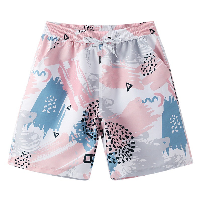 Pantalones de playa versión suelta de cinco puntos para hombres parque acuático bañador de aguas termales pareja vacaciones en el mar surf pantalones cortos de mujer de secado rápido