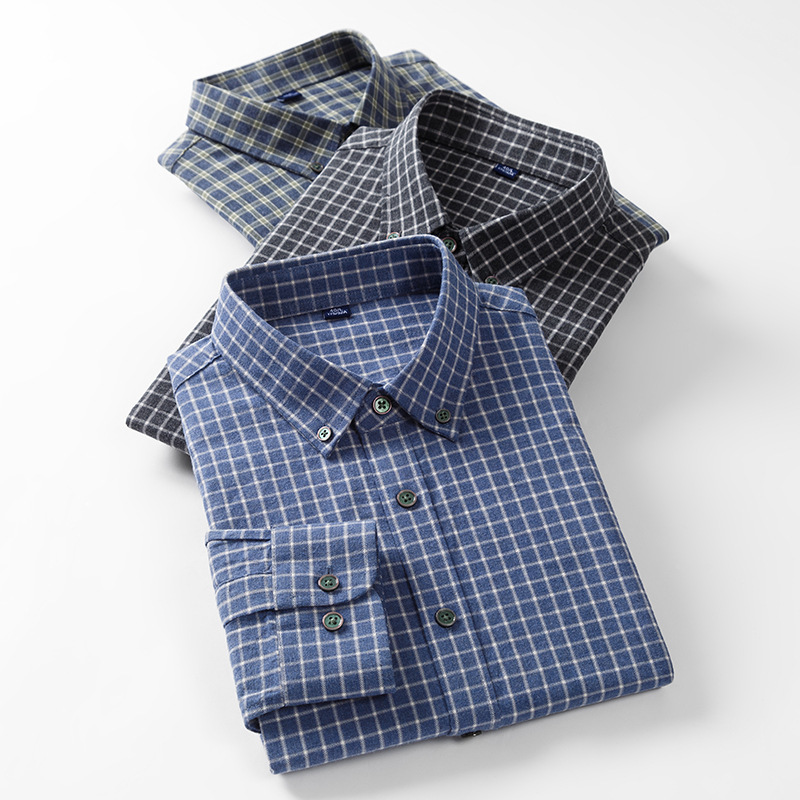Spring New Men's All-Cotton Enzyme-Washed Shirt, Casual Plaid, No-Iron, Light Luxury Pure Cotton Shirt Spring New Men's All-Cotton Enzyme-Washed Shirt, Casual Plaid, No-Iron, Light Luxury Pure Cotton Shirt
