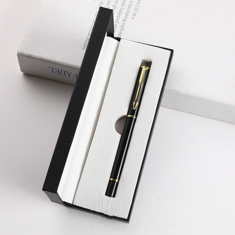 Pluma de firma de metal comercial de alta calidad, caja de regalo, logotipo personalizado, publicidad, grabación de pluma neutra