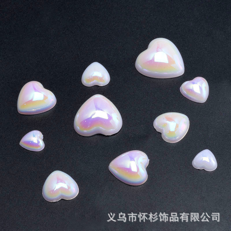 AB color real white heart love half flat acrylic patch phone case handmade diy accessories AB color real white heart love half flat acrylic patch phone case handmade diy accessories