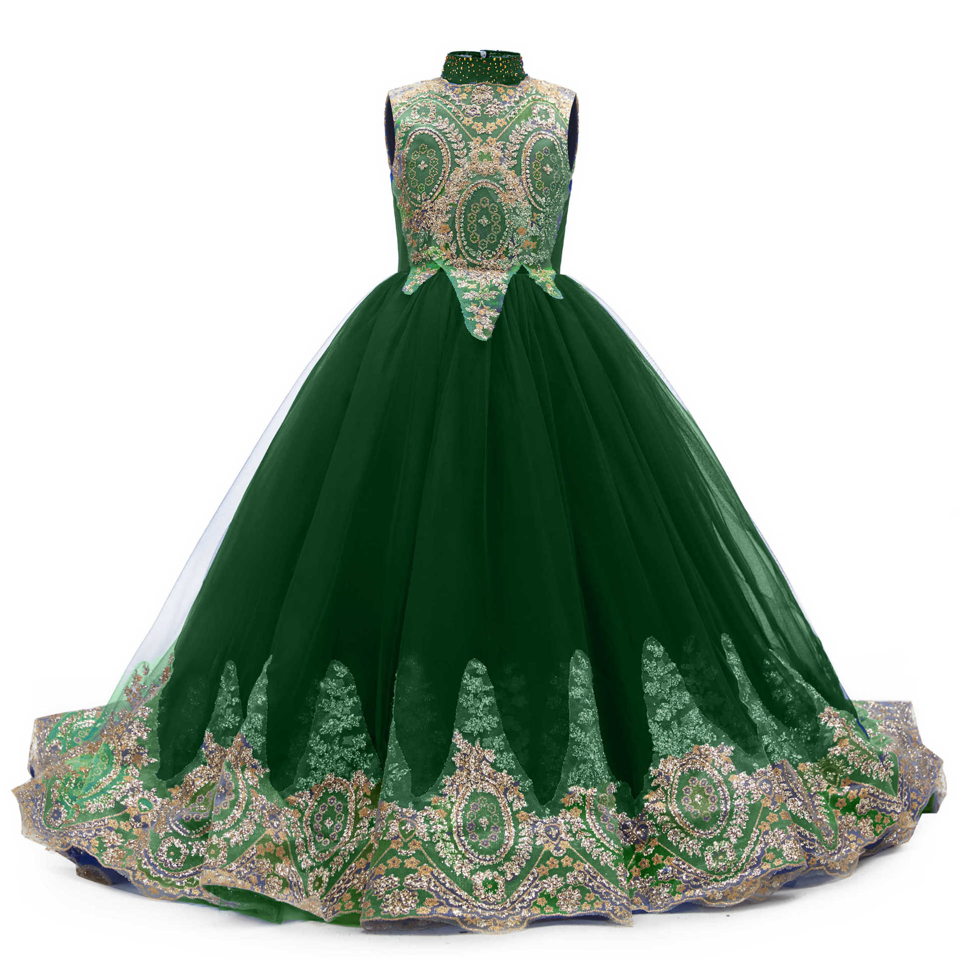 Vestidos de boda transfronterizos europeos y americanos para niñas, vestidos sin mangas para niñas, vestidos de presentación, vestidos de princesa con cola abullonada para niñas de las flores.