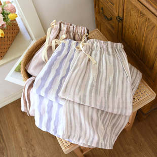 Cotton gauze summer trousers for leisure, plus size, loose fit