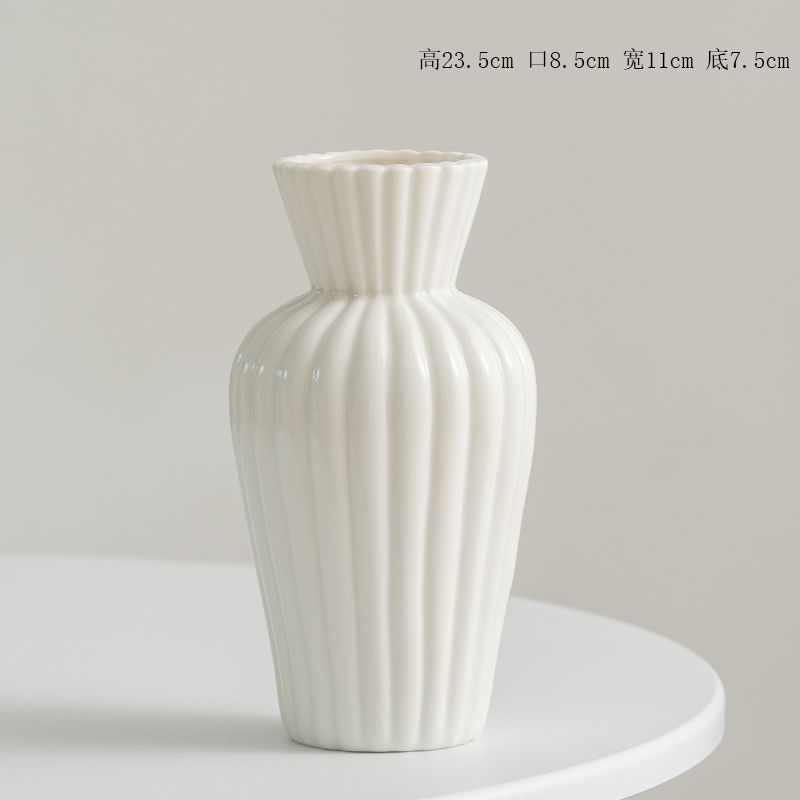 白色现代陶瓷花瓶水养鲜花干花装饰品摆件客厅餐桌摆件花器供应链|undefined