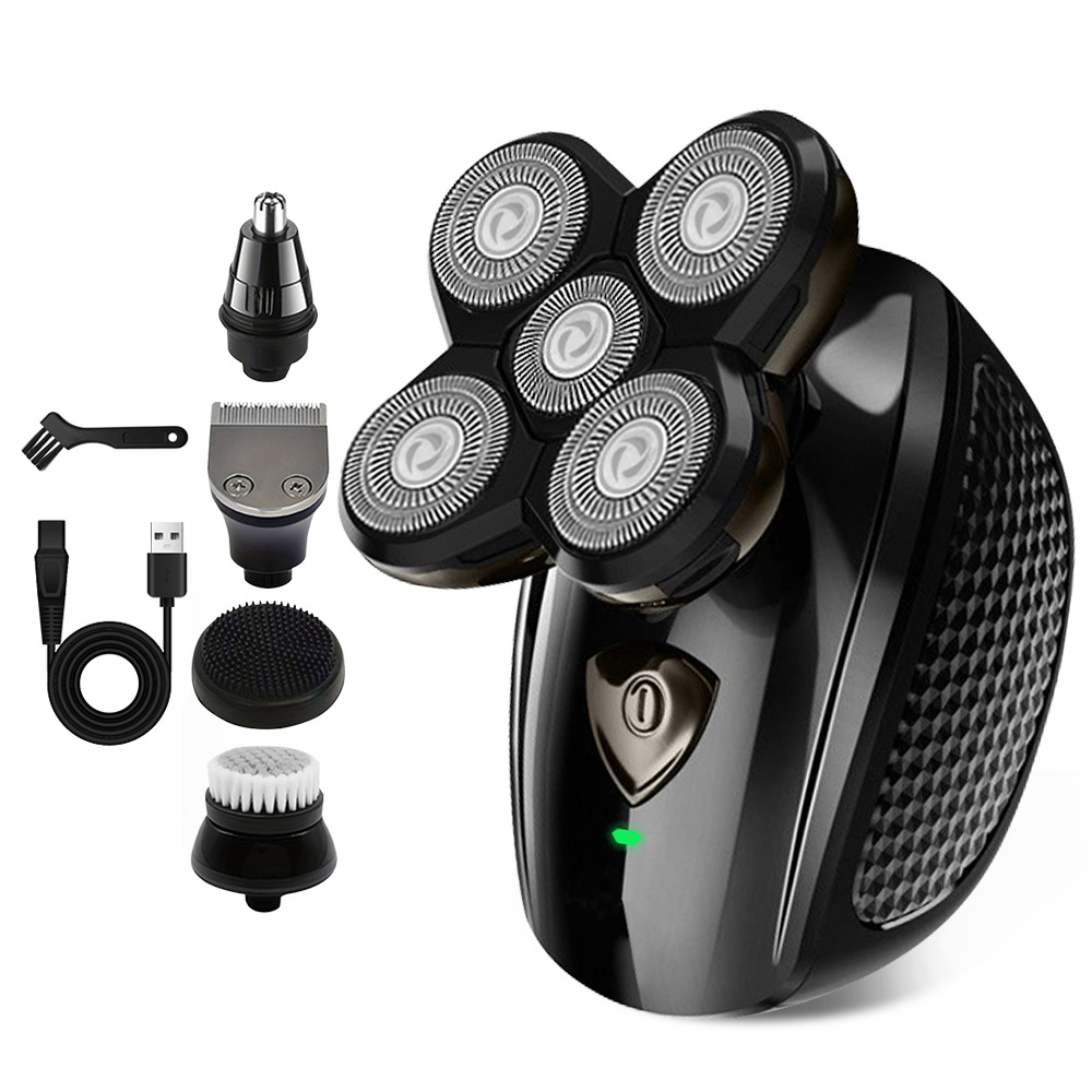 Afeitadora Eléctrica Lavable de 5 Cabezales de Acero Inoxidable con Pantalla LED Flotante