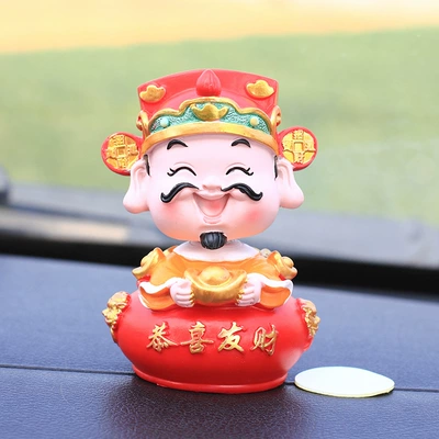 Shaking Head God of Wealth Car Ornament, Car Fragrance Accessory, Wealth Gift, Home Decor, Dashboard Interior Decoration (Car ornaments) - s024-shaking-head-of-the-god-of-wealth-gong-xi-fa-cai-no-trace-glue