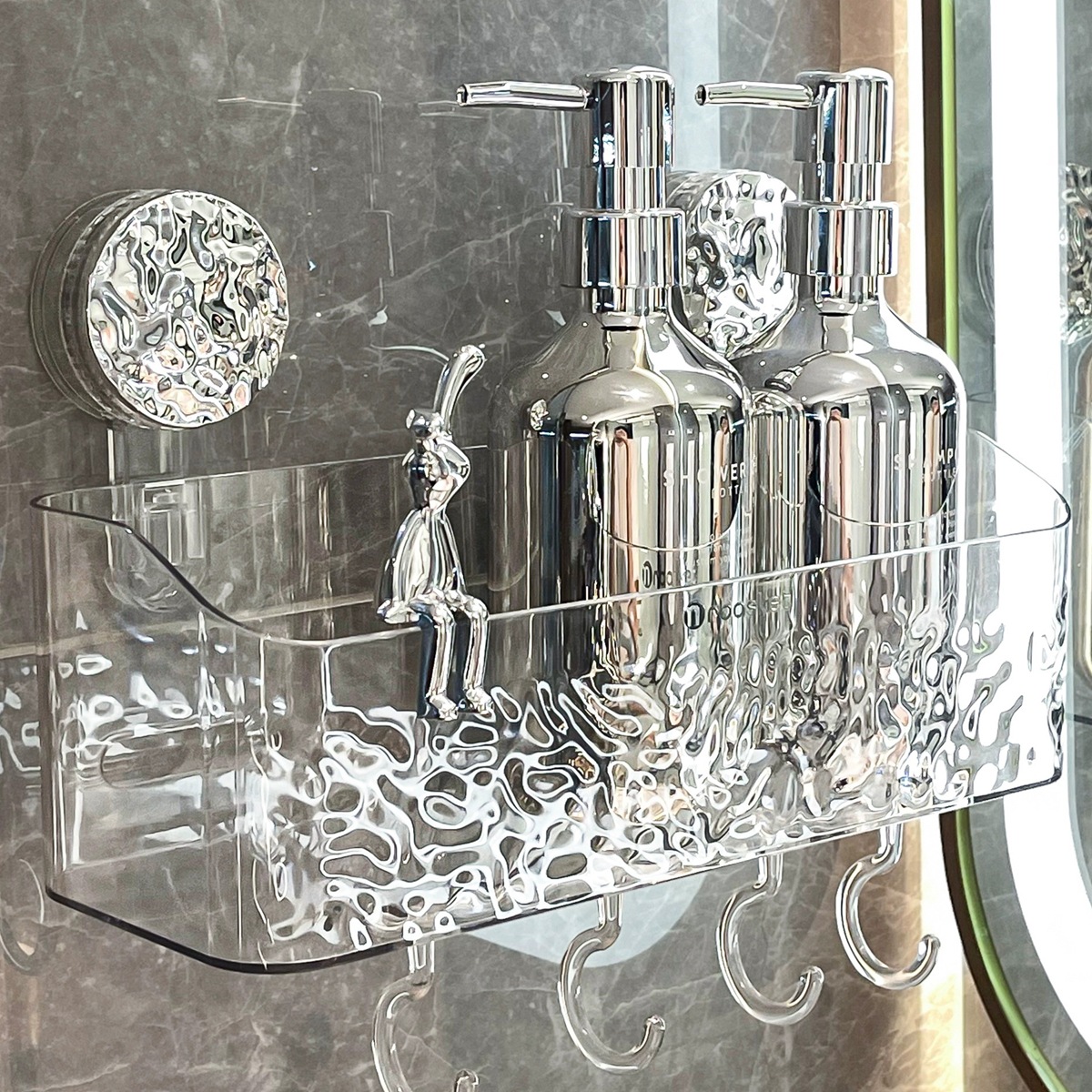 Cuarto de baño ventosa rack de almacenamiento rack de baño sin golpes inodoro lavabo cesta colgante cocina caja de almacenamiento montada en la pared