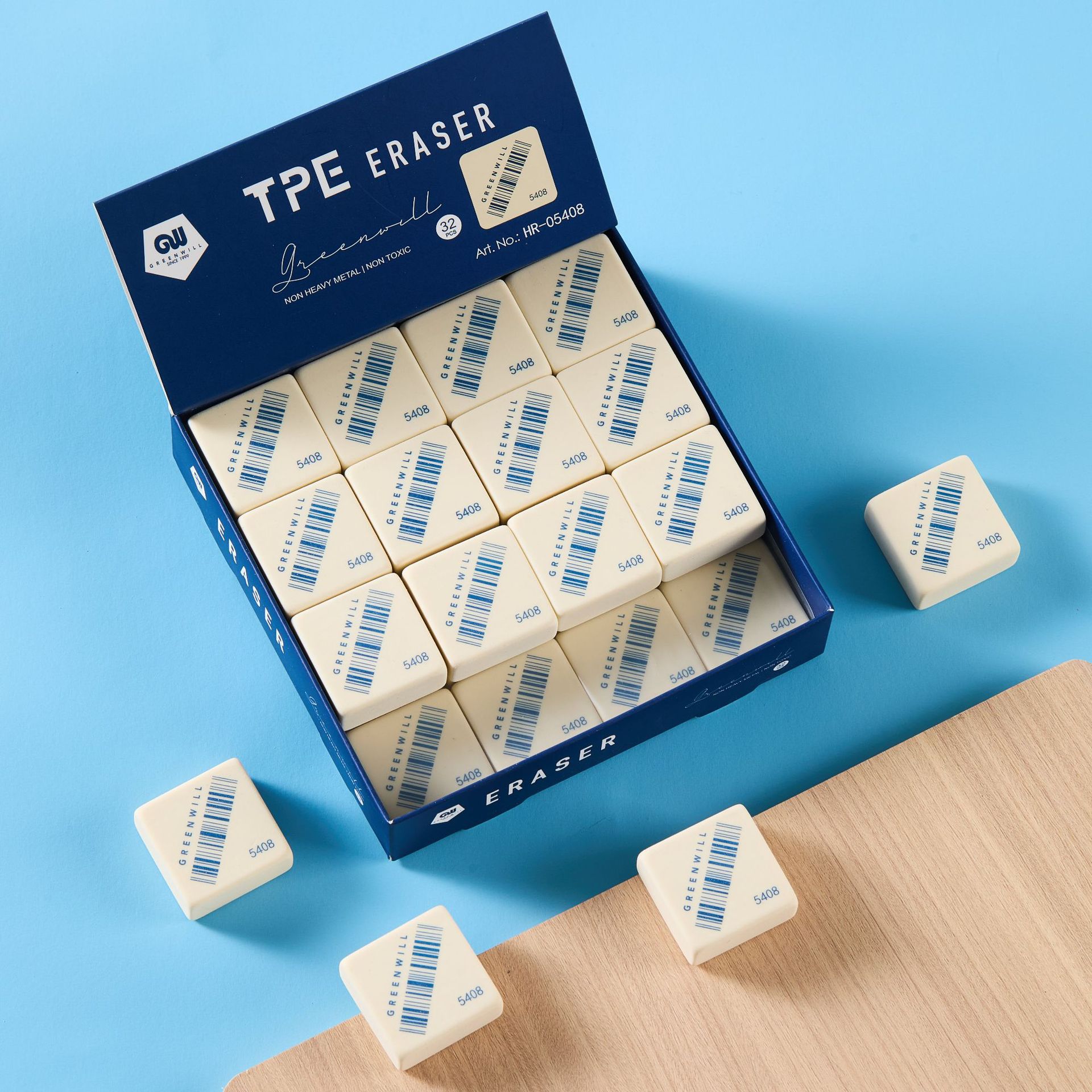 El cuadrado TPE es como una toallita para estudiantes, un borrador limpio, papelería al por mayor, una toallita sin caspa en una tira de arte