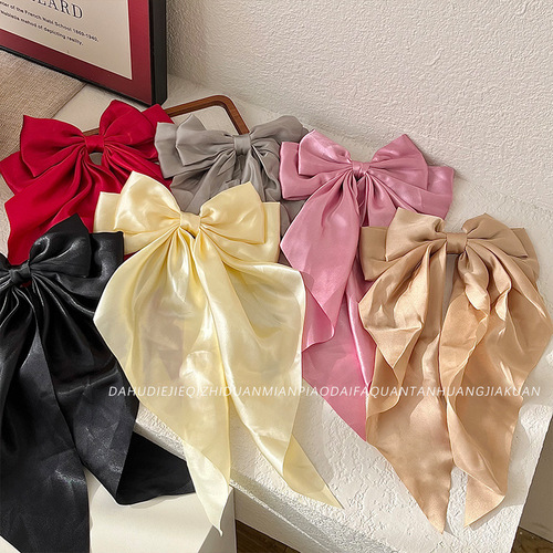 Cross-border best-selling bow hair clip, ultra fairy-tale bow head accessory, long flowing hair clip, rear hair ornament hair clip, versatile