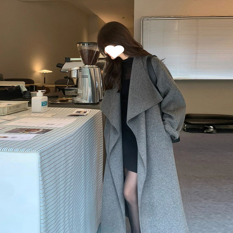 爆款秋冬中长款结婚新娘双面绒毛呢外套女名媛气质|undefined