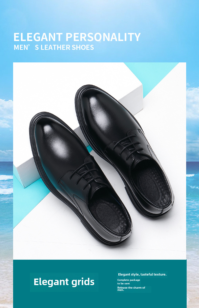 Men's Leather Formal Shoes Height Increasing Business Wedding_voghion.com