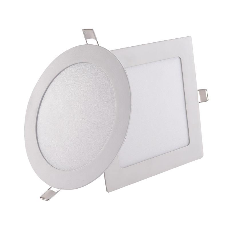 Lámpara de panel LED totalmente blanca incrustada downlight de techo lámpara de agujero ultra delgada cuadrada redonda montaje oscuro led lámpara de panel