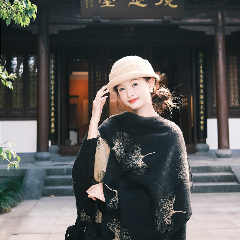 外搭披肩女2025年薄款民族风银杏叶夏季空调房斗篷旅游外搭披风|undefined