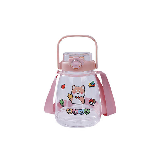 Double-drink pot belly cup, large-capacity plastic cup, Internet celebrity, high-looking child student, straw, sports portable water cup gift