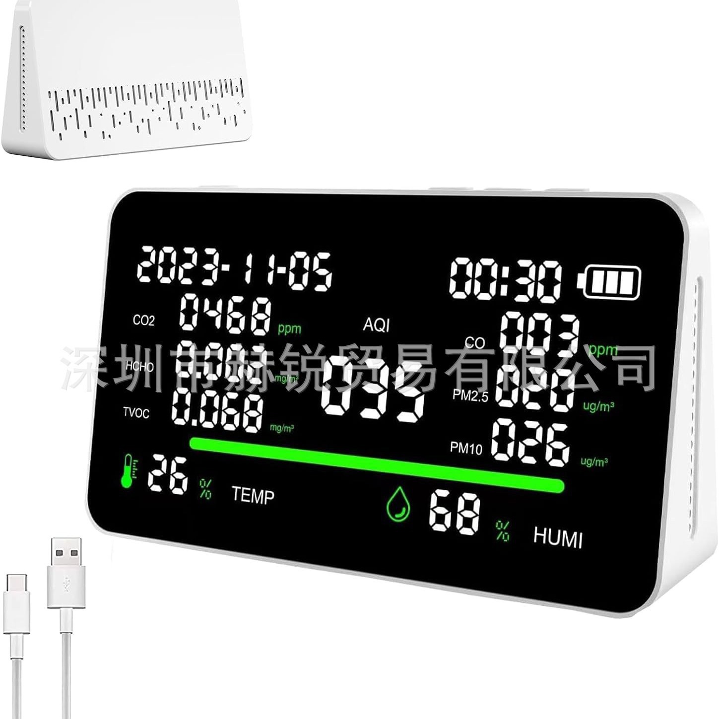 亚马逊11合1二氧化碳检测仪CO2检测仪PM2.5空气温湿度质量检测仪