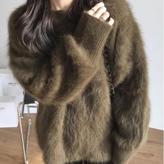 感水貂绒毛衣女加厚冬季宽松外穿温柔慵懒宽松针织衫内搭上衣