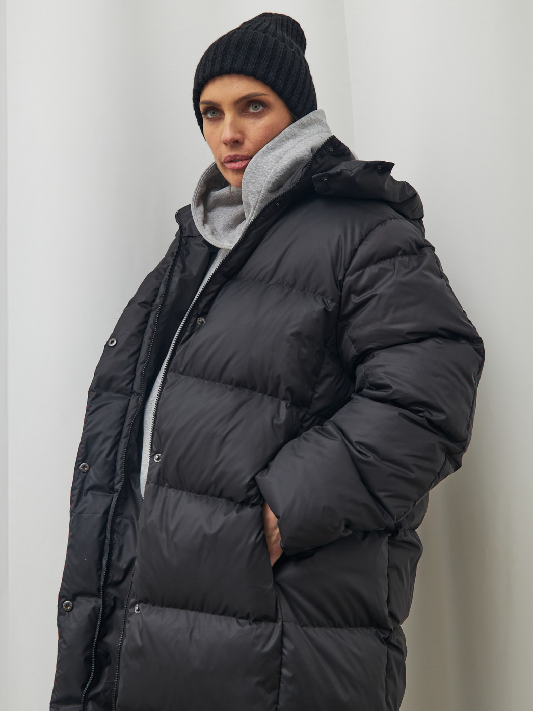 Dames lange donsjas met capuchon warme winterjas_voghion.com