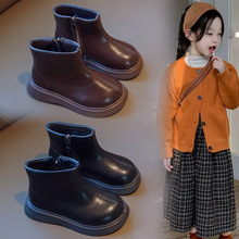 女童鞋儿童纯色马丁靴春秋季新款男童黑色皮靴小童宝宝学步短靴潮