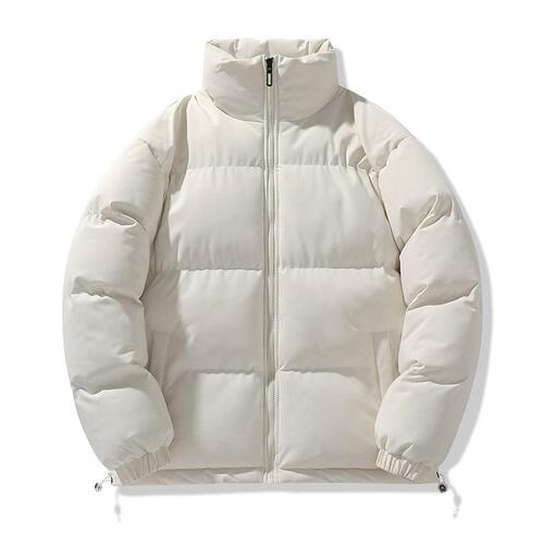 Down-filled cotton jacket for men with stand-up collar, thick winter outerwear, trendy brand, loose cotton coat, cold-resistant and warm bread coat for 2025 winter.