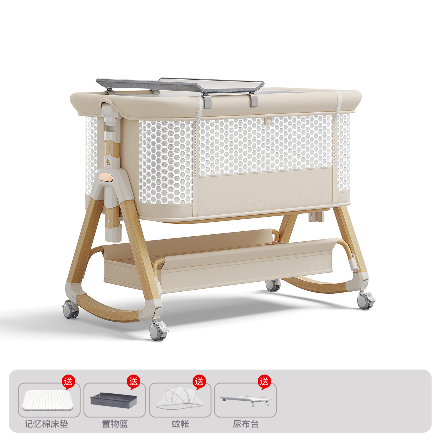 Cama para bebés, campana móvil, cuna, cama plegable portátil multifuncional, cama BB para recién nacidos, cama de empalme grande