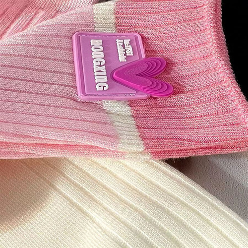  spring and summer new thin socks for women striped Internet celebrity pink long tube socks Japanese style ins trend medium tube socks for women