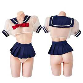 幼熙玻璃纱女式情趣内衣可爱分体学生装甜美学生服制服诱惑套装