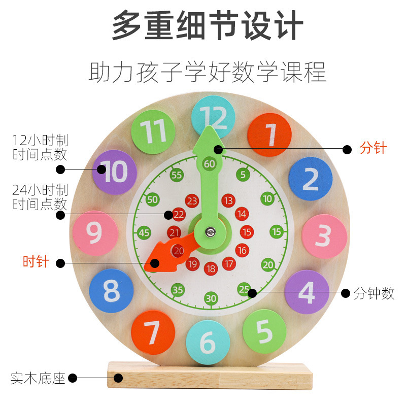 Educación temprana transfronteriza Reloj de conciencia del tiempo Reloj digital de madera de juguete Reloj educativo para niños Ayudas didácticas al por mayor