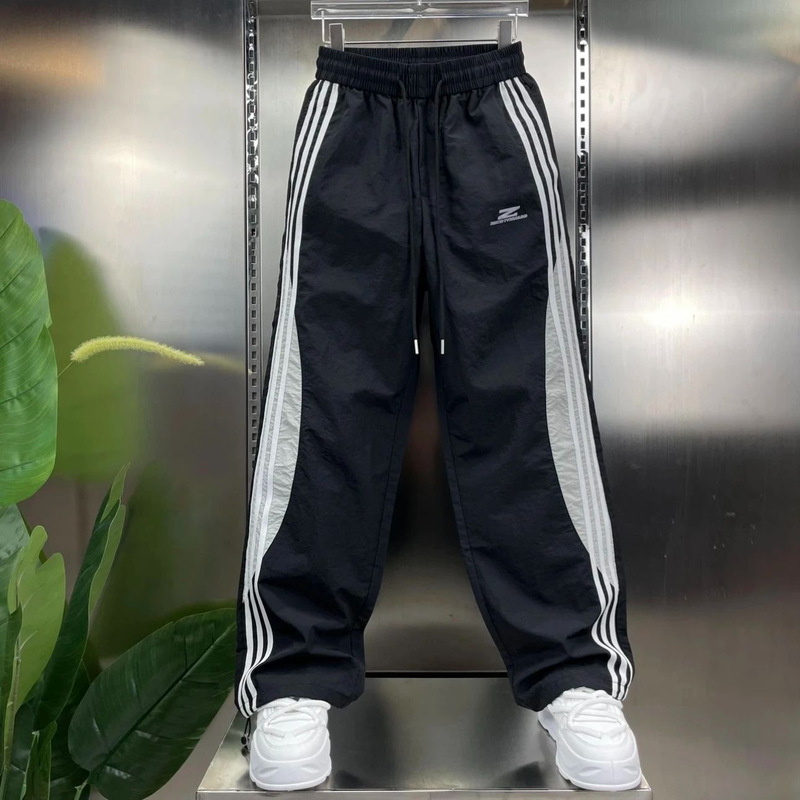 High-quality spring and autumn American-style thin three-stripe men's casual sports pants, trendy brand, drapey, versatile straight-leg pants, trendy