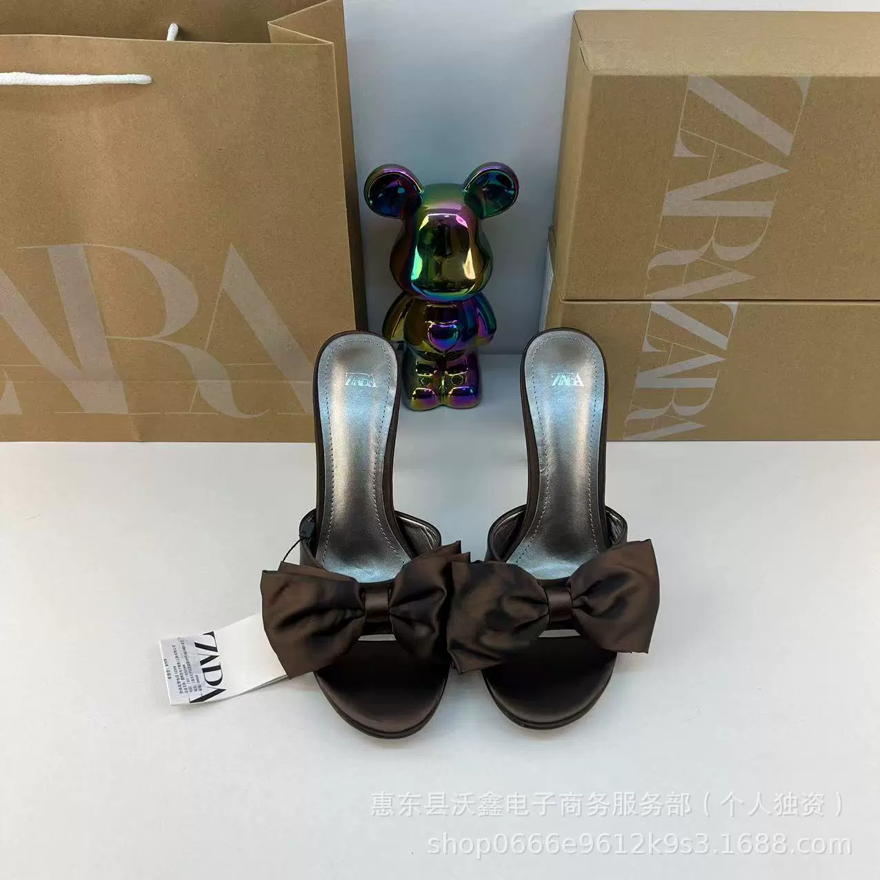 ZAR Летние новые женские туфли коричневые шелковые атласные текстурные эффекты