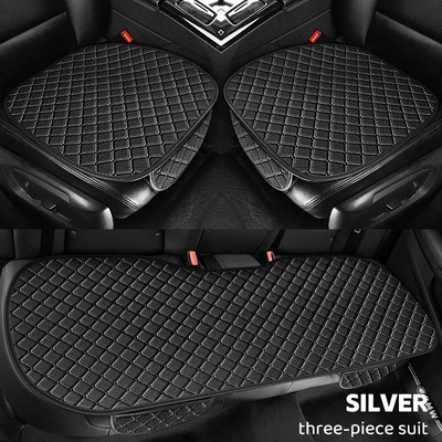 Popular Car Seat Cushion, Universal: Universal seat cover - black-and-white-three-piece-set-linen