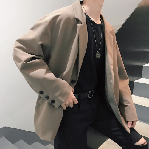 Autumn Hong Kong-style men's suit jacket, Korean version, loose casual retro small suit, trendy student single top coat