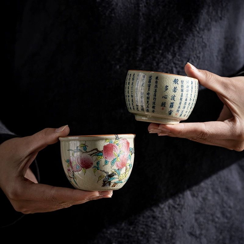 Old Pottery Mud Master Cup Single Cup Home Ceramic Kung Fu Tea Cup Heart Sutra Cup Antique Cup Cup Cup Personal Cup
