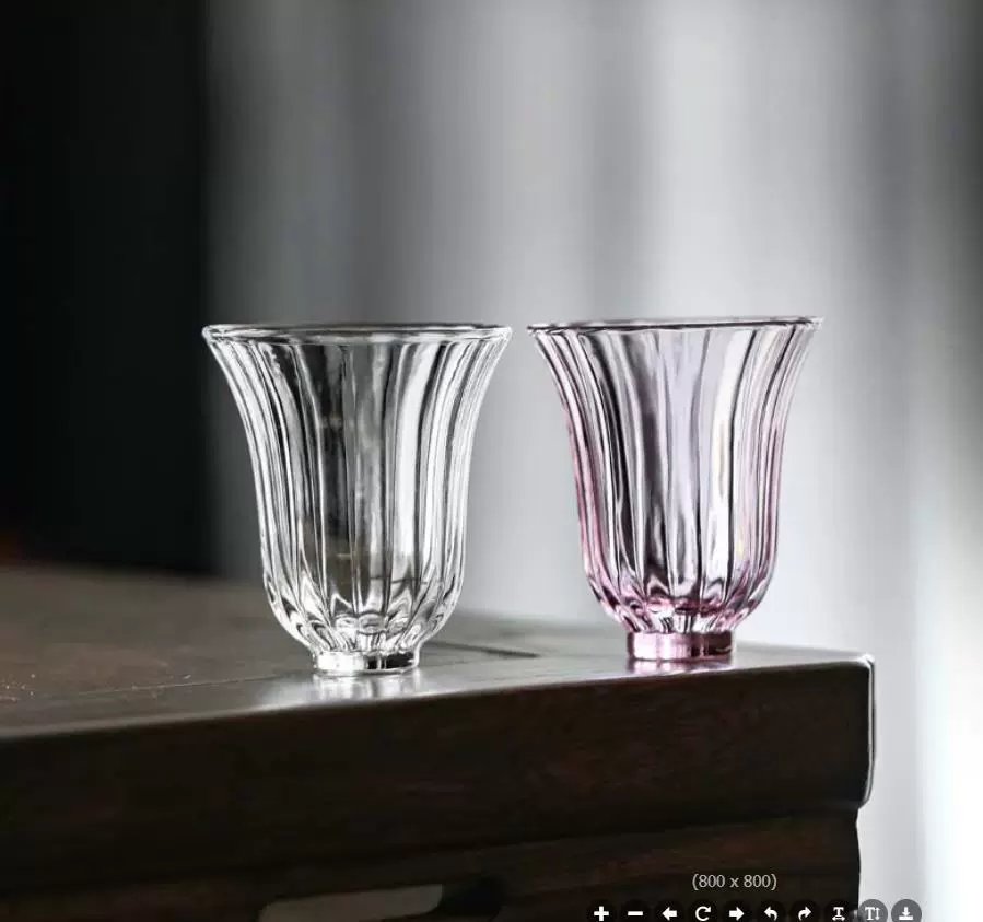 玻璃花神品茗杯单杯小杯子女士主人杯竖纹日式小号花瓣功夫茶茶杯