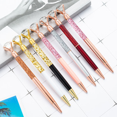 Metal large diamond pen fashion advertising gift metal pen crystal oil ballpoint pen creative stationery wholesale