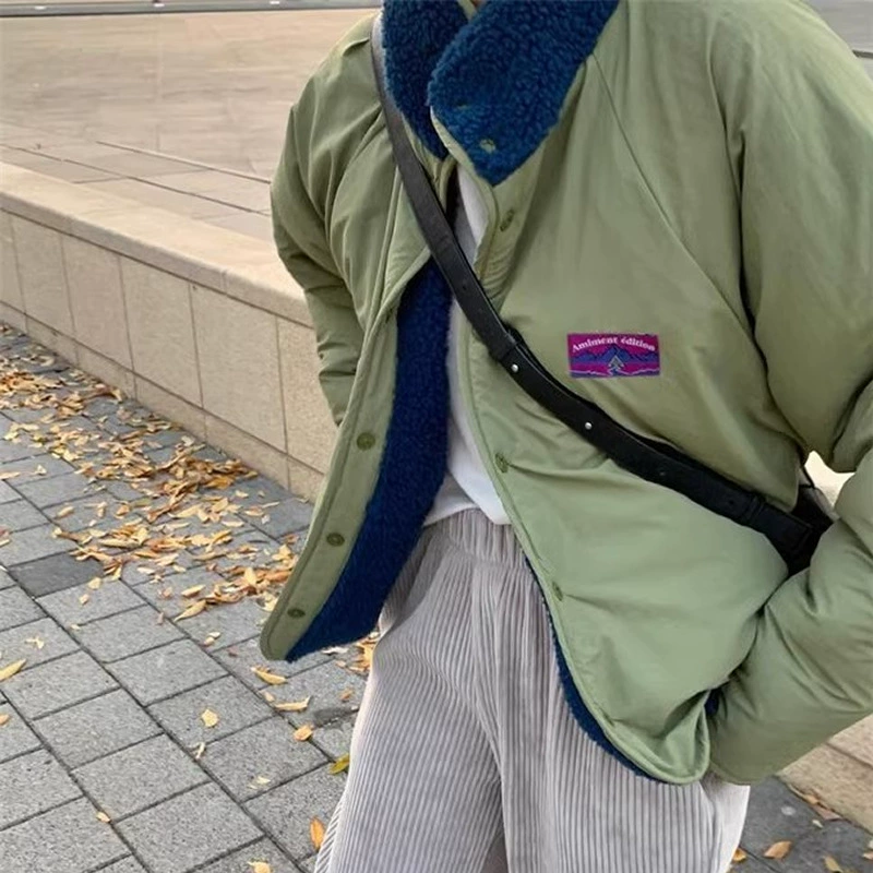 Южная Корея зимняя двойная одежда с нашивкой контрастного цвета из овечьей шерсти свободная повседневная утепленная Теплая стеганая куртка для женщин