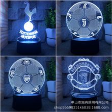 跨境3D小夜灯足球俱乐部队标创意礼品灯USB台灯床头灯ins氛围灯