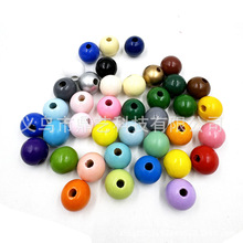 纯色禾木圆珠16mm彩色木珠 荷木圆珠环保水漆diy串珠饰品配件散珠