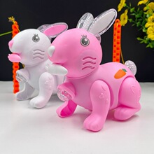 中秋节儿童手提灯笼发光卡通玩具电动兔子音乐旋转男女孩公主灯笼