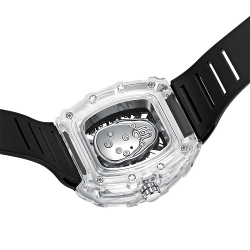 新款金诗顿跨境手表男士透明镂空酒桶形时尚腕表防水石英表批发