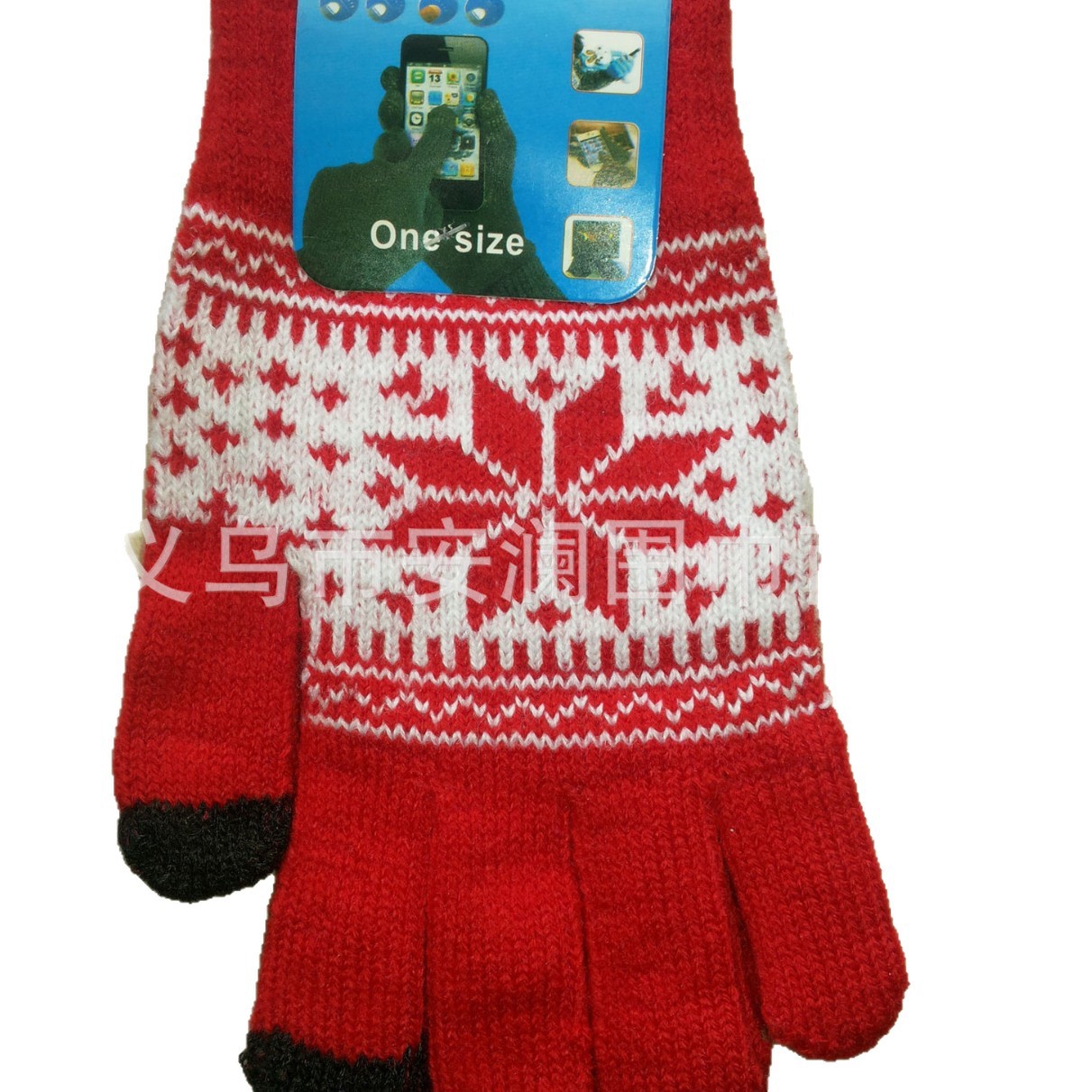 Shun Zun guantes de punto muestra de fábrica se puede hacer guantes de pantalla táctil acrílica copo de nieve octogonal jacquard guantes de pantalla táctil